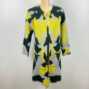 Women's Shein Knitted Color Block Open Front Mid Length Cardigan w/ Pockets Sz L